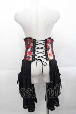 画像2: Qutie Frash / サイドフリル和柄コルセット  赤Ｘ黒 I-25-11-18-085-QU-ZA-SA-ZI