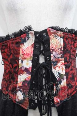 画像3: Qutie Frash / サイドフリル和柄コルセット  赤Ｘ黒 I-25-11-18-085-QU-ZA-SA-ZI