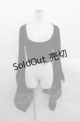 Qutie Frash / メッシュ切替着物袖トップス  黒Ｘブラウン I-25-11-18-016-QU-TO-SA-ZI