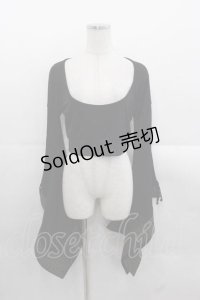 Qutie Frash / メッシュ切替着物袖トップス  黒Ｘブラウン I-25-11-18-016-QU-TO-SA-ZI