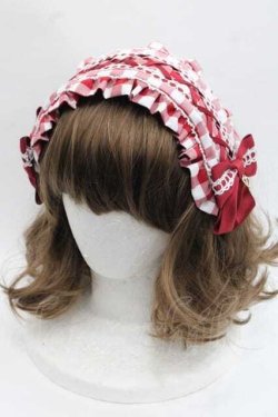画像1: metamorphose / ヘッドドレス風カチューシャ(ギンガム)  赤Ｘ白 I-25-11-18-094-ME-AC-SA-ZI