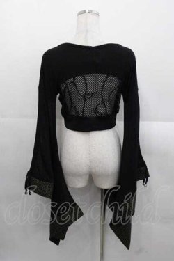 画像2: Qutie Frash / メッシュ切替着物袖トップス  黒Ｘブラウン I-25-11-18-016-QU-TO-SA-ZI