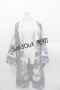 Qutie Frash / 鶴和柄着物カーディガン  黒Ｘ青 I-25-11-18-017-QU-TO-SA-ZI