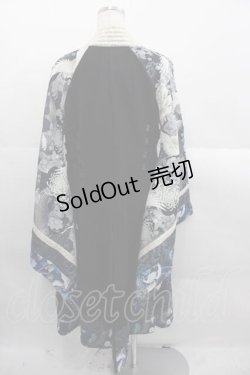 画像2: Qutie Frash / 鶴和柄着物カーディガン  黒Ｘ青 I-25-11-18-017-QU-TO-SA-ZI