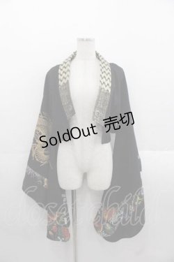 画像1: Qutie Frash / 着物ショートカーディガン  黒 I-25-11-18-019-QU-TO-SA-ZI