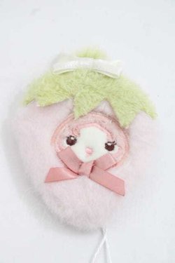 画像1: momo物語（海外ロリータブランド） / いちごふわふわブローチ  ピンク I-25-11-18-110-LO-ZA-SA-ZI