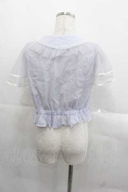 画像2: 玻璃紙之夜(Nuit De Cellophone)（海外ロリータブランド） / チュール重ね半袖ブラウス S サックス I-25-11-18-002-LO-BL-SA-ZI