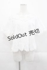 PINK HOUSE / バラレース衿半袖ブラウス  ホワイト I-25-11-18-023-LO-BL-SA-ZI