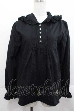 画像1: PINK HOUSE / 裾ツリー刺繍長袖フードブラウス  ブラック I-25-11-18-024-LO-BL-SA-ZI