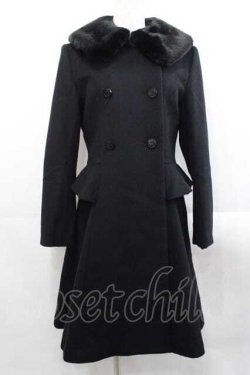 画像1: Moi-meme-Moitie / ファー付きバッスルコート  黒 I-25-11-18-028-MO-CO-SA-ZI