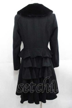 画像2: Moi-meme-Moitie / ファー付きバッスルコート  黒 I-25-11-18-028-MO-CO-SA-ZI