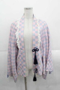 Cute.Q / 市松柄羽織 S サックス×ピンク I-25-11-18-004-EL-JA-SA-ZI