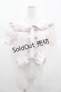 Ank Rouge / チェックフリルセーラー襟半袖ブラウス  ピンク I-25-11-24-005-CA-BL-SA-ZI