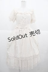 Amnesia(失 症)（海外ロリータブランド） / Handwriting Letter ショートスリーブワンピース 0 ベージュ I-25-11-24-055-LO-OP-SA-ZI