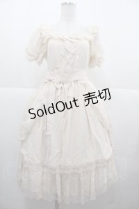 Amnesia(失 症)（海外ロリータブランド） / Handwriting Letter ショートスリーブワンピース 0 ベージュ I-25-11-24-055-LO-OP-SA-ZI