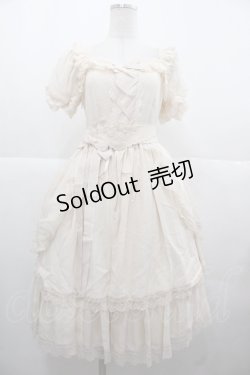 画像1: Amnesia(失 症)（海外ロリータブランド） / Handwriting Letter ショートスリーブワンピース 0 ベージュ I-25-11-24-055-LO-OP-SA-ZI