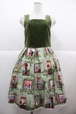 画像1: Shirley Temple / 窓柄ジャンパースカート 160CM グリーン I-25-11-24-056-ET-OP-SA-ZI