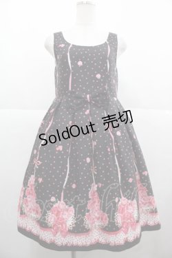 画像1: Emily Temple cute / ROSEブーケノースリーブワンピース  黒Ｘピンク I-25-11-24-058-ET-OP-SA-ZI