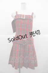 Jamieエーエヌケー / タータンチェックダブルベルトキャミワンピース  赤チェック I-25-11-24-062-LO-OP-SA-ZI