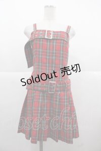 Jamieエーエヌケー / タータンチェックダブルベルトキャミワンピース  赤チェック I-25-11-24-062-LO-OP-SA-ZI