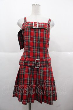 画像1: Jamieエーエヌケー / タータンチェックダブルベルトキャミワンピース  赤チェック I-25-11-24-062-LO-OP-SA-ZI