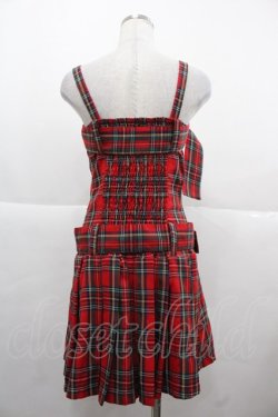 画像2: Jamieエーエヌケー / タータンチェックダブルベルトキャミワンピース  赤チェック I-25-11-24-062-LO-OP-SA-ZI