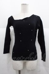 Ank Rouge / ストーンニットトップス  黒Ｘシルバー I-25-11-24-007-CA-TO-SA-ZI