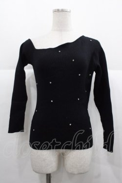 画像1: Ank Rouge / ストーンニットトップス  黒Ｘシルバー I-25-11-24-007-CA-TO-SA-ZI