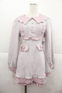 Ank Rouge / スカラップ衿チェックコンビネゾン  ピンク I-25-11-24-071-CA-OP-SA-ZI