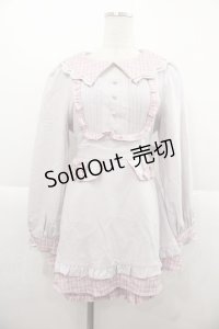 Ank Rouge / スカラップ衿チェックコンビネゾン  ピンク I-25-11-24-071-CA-OP-SA-ZI