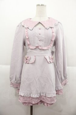 画像1: Ank Rouge / スカラップ衿チェックコンビネゾン  ピンク I-25-11-24-071-CA-OP-SA-ZI