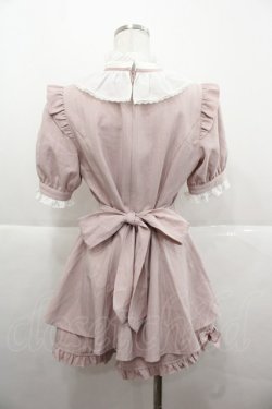 画像2: Secret Honey / 編み上げストライプ半袖ブラウス&ショートパンツセットアップ  ピンクＸ白 I-25-11-24-073-CA-OP-SA-ZI