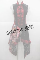 Qutie Frash / チャイナボタン龍プリントチュニック  赤Ｘ黒 I-25-11-24-076-QU-TO-SA-ZI