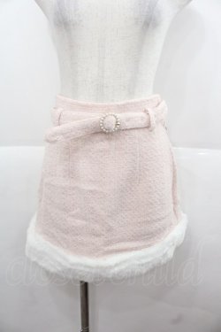 画像1: Honey Cinnamon / 裾ファーツイードスカート  ピンクＸ白 I-25-11-24-085-LO-SK-SA-ZI