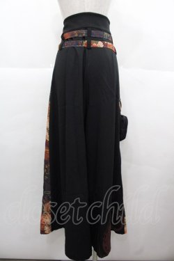 画像2: Qutie Frash / 和柄切替ワイドパンツ  黒ＸオレンジＸ紺 I-25-11-24-092-QU-PA-SA-ZI