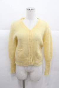 Katie / FLUFFY v neck short cardigan  イエロー I-25-11-24-011-LO-TO-SA-ZI