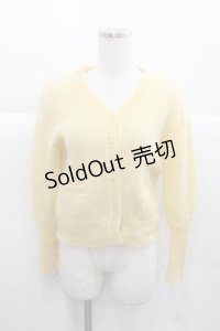 Katie / FLUFFY v neck short cardigan  イエロー I-25-11-24-011-LO-TO-SA-ZI
