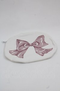 MILK / リボンプリントポーチ  白Ｘピンク I-25-11-24-115-ML-ZA-SA-ZI