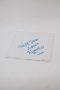 MILK / 刺繍ハンカチ  白Ｘ青 I-25-11-24-117-ML-ZA-SA-ZI