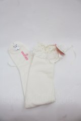 BABY,THE STARS SHINE BRIGHT / リボン通しレースオーバーニーソックス  白 I-25-11-24-120-BA-ZA-SA-ZI