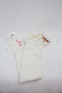 BABY,THE STARS SHINE BRIGHT / リボン通しレースオーバーニーソックス  白 I-25-11-24-120-BA-ZA-SA-ZI
