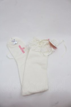 画像1: BABY,THE STARS SHINE BRIGHT / リボン通しレースオーバーニーソックス  白 I-25-11-24-120-BA-ZA-SA-ZI