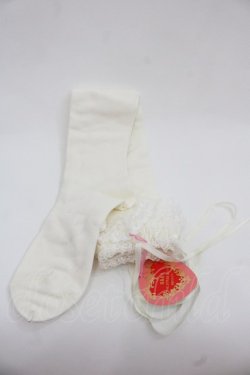 画像2: BABY,THE STARS SHINE BRIGHT / リボン通しレースオーバーニーソックス  白 I-25-11-24-120-BA-ZA-SA-ZI