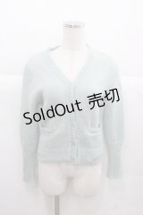 Katie / FLUFFY v neck short cardigan  サックス I-25-11-24-012-LO-TO-SA-ZI
