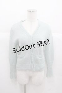 Katie / FLUFFY v neck short cardigan  サックス I-25-11-24-012-LO-TO-SA-ZI