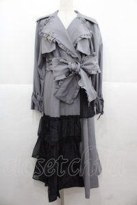 Ank Rouge / オーガンジーティアードトレンチコート  グレーＸ黒 I-25-11-24-027-CA-CO-SA-ZI