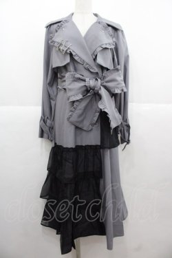 画像1: Ank Rouge / オーガンジーティアードトレンチコート  グレーＸ黒 I-25-11-24-027-CA-CO-SA-ZI