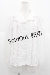 Ank Rouge / ハートボタンフリルピンタックブラウス  白Ｘピンク I-25-11-24-003-CA-BL-SA-ZI