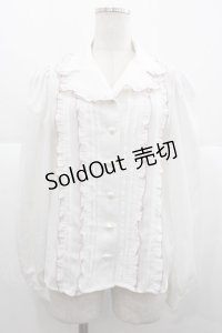 Ank Rouge / ハートボタンフリルピンタックブラウス  白Ｘピンク I-25-11-24-003-CA-BL-SA-ZI