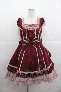 Angelic Pretty / ストライプフリルレースアップエンジェルジャンパースカート  ボルドー I-25-11-24-039-AP-OP-SA-ZI